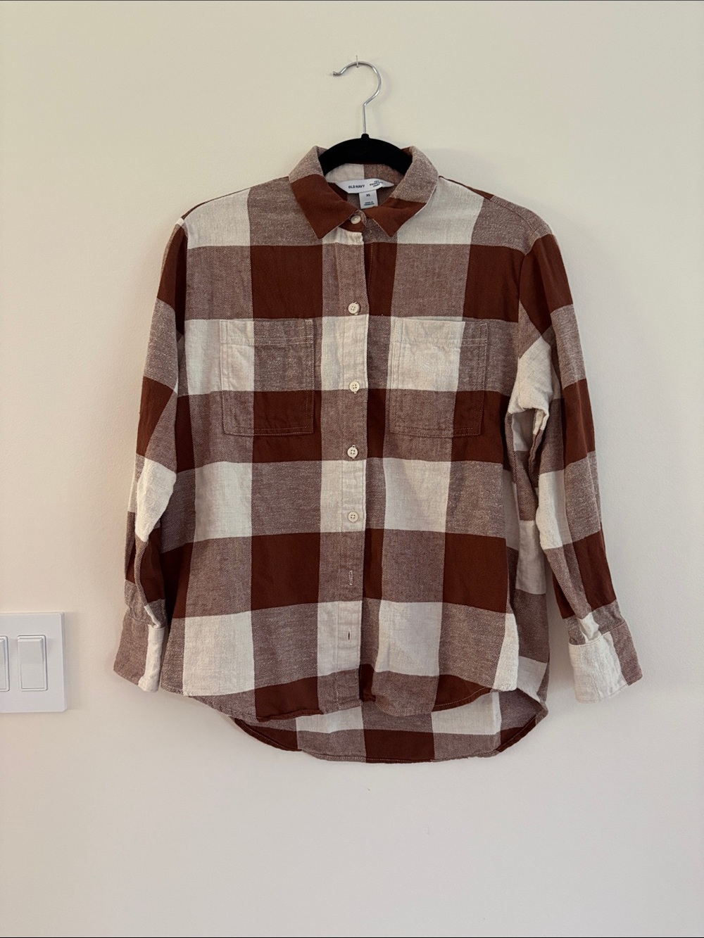 Old Navy Brown & Cream Plaid Button-Down Shirt